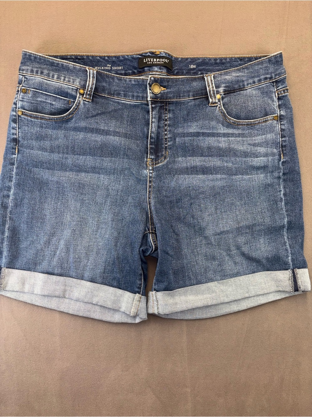 Liverpool Los Angeles Walking Short Cuffed Denim Jean Shorts